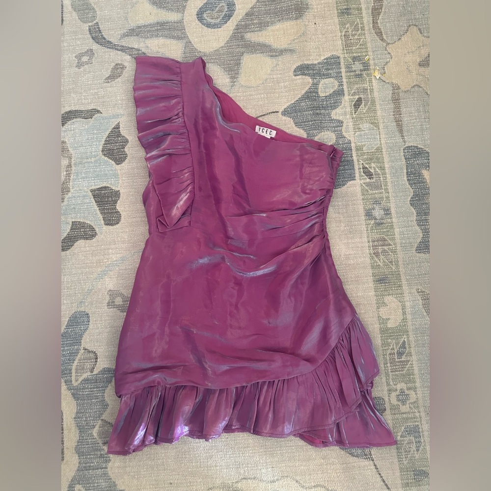 One-Shoulder Metallic Purple Dress
